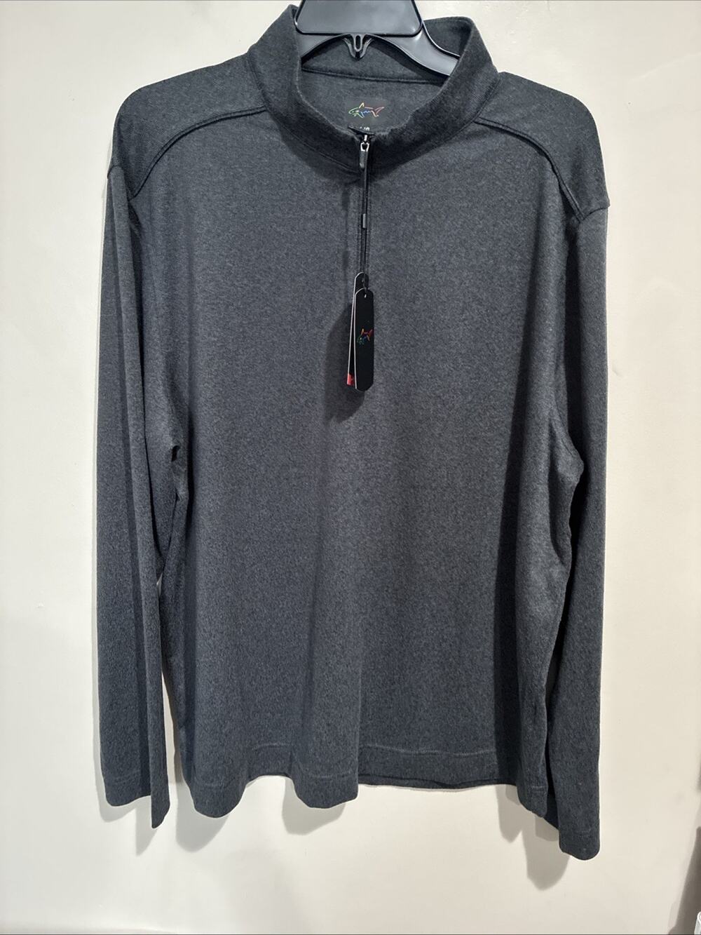Greg Norman Grey Performance Shirt Stretch 1/4 Zip Pullover Golf Sz Lg